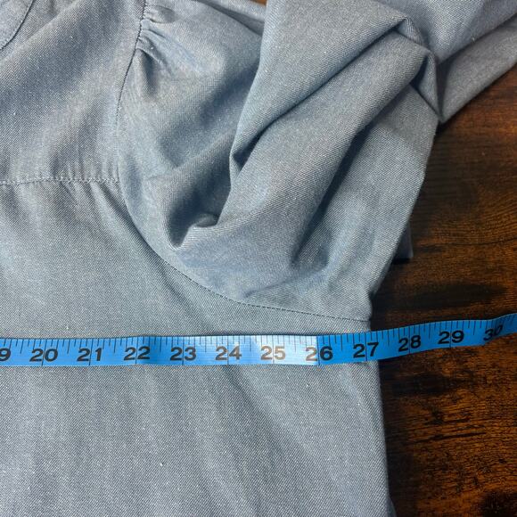 June + Vie by Roaman's Women's Plus Size Puff Sleeve Chambray Jacket Top Size 1X - Picture 10 of 11